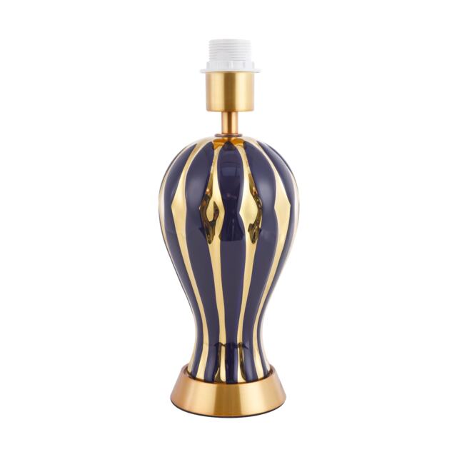 Traditional Glossy Navy Midnight Blue and Polished Gold Ceramic Table Lamp Base Blue Midnight Blue 1