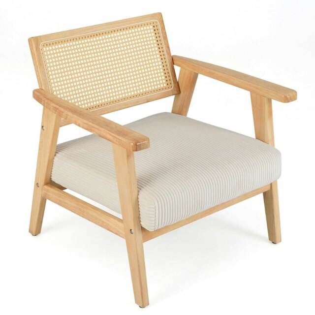 COSTWAY Accent Chair Leisure Armchair w/ Upholstered Seat White