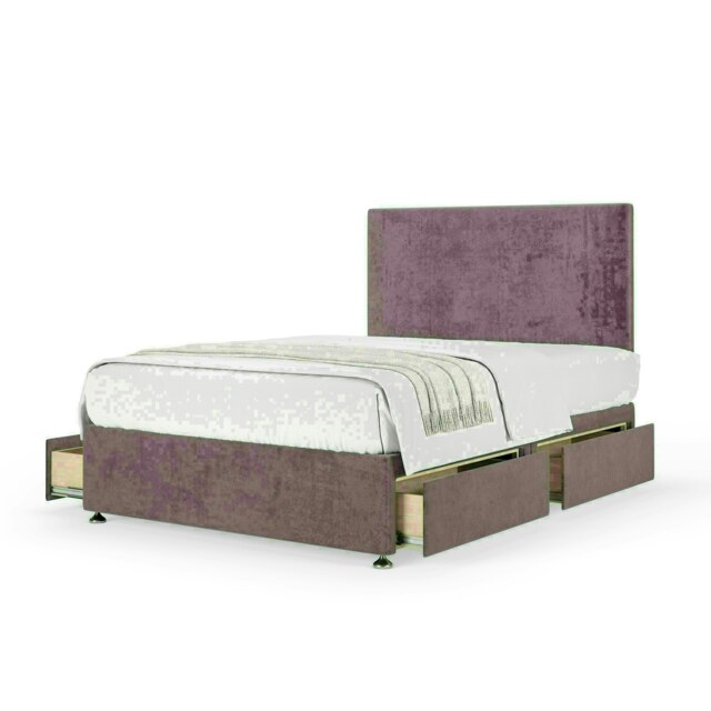 Mauve Naples Velvet 4 Drawer Divan Base and Valencia Headboard Double