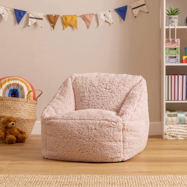 Kids Bean Bag Chair - Pink Fluffy Beanbag for Children