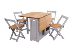 Santos Butterfly Dining Set - Slate Grey - Distressed Waxed Pine Grey 5