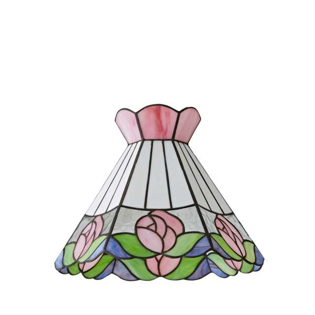 ValueLights Evelyn Tiffany Rose Glass Pendant Shade and Bulb