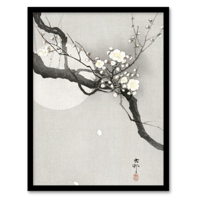 Ohara Koson Framed Wall Art Print Plum Blossom And Full Moon Home Décor