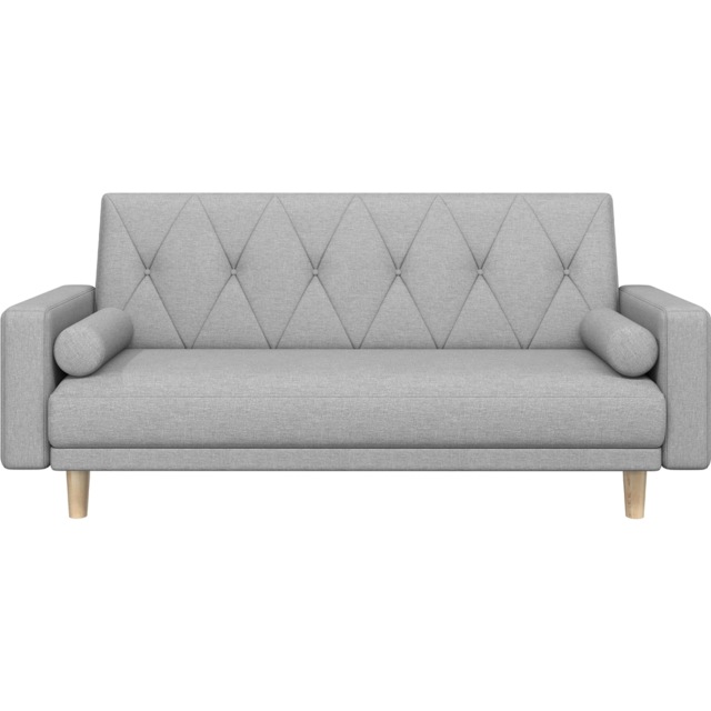 Yaheetech Fabric Convertible Sofa Bed with 2 Bolster Pillows-Light Grey