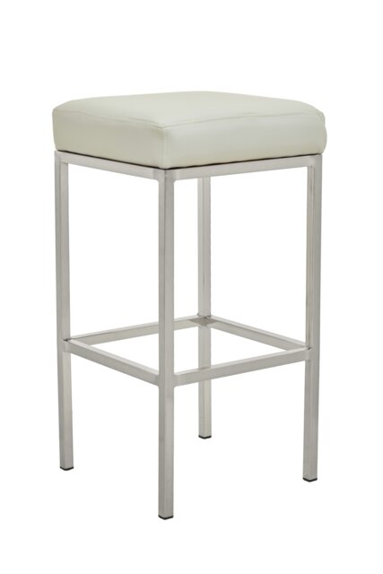 Orsina Baina White Pu And Chrome Finish Bar Stool