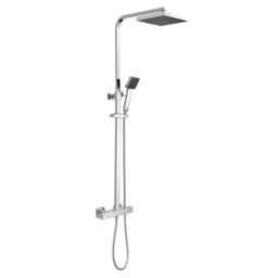 Balterley Empire Square Thermostatic Shower Kit with Fixed Head and Adjustable Handset Silver Chrome 1