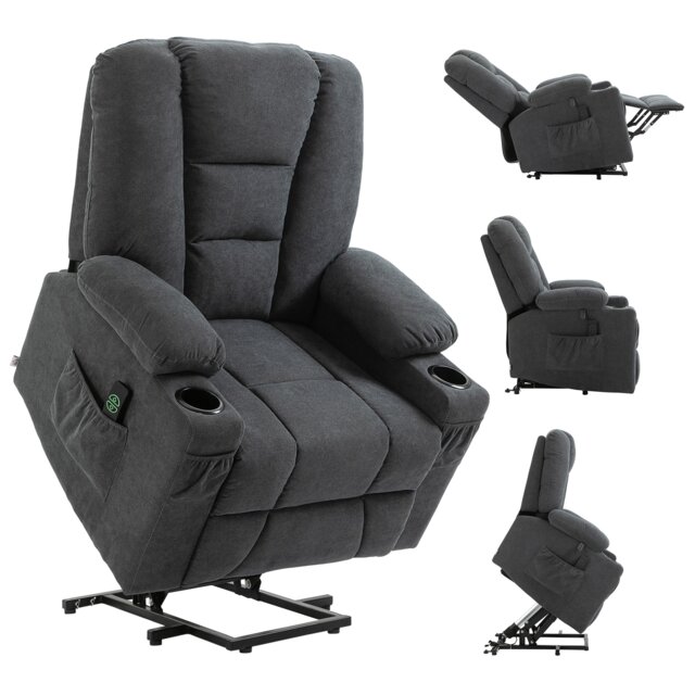 HOMCOM Riser and Recliner Chair w/ Remote, Lift Chair for Elderly, Charcoal Grey Grey Charcoal grey