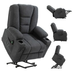 HOMCOM Riser and Recliner Chair w/ Remote, Lift Chair for Elderly, Charcoal Grey Grey Charcoal grey
