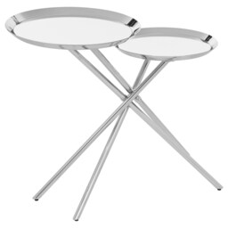 Modern Design Side Table, Staggered Mirrored Tabletops Side Table, Versatile Modern Side Table For Lounge Silver