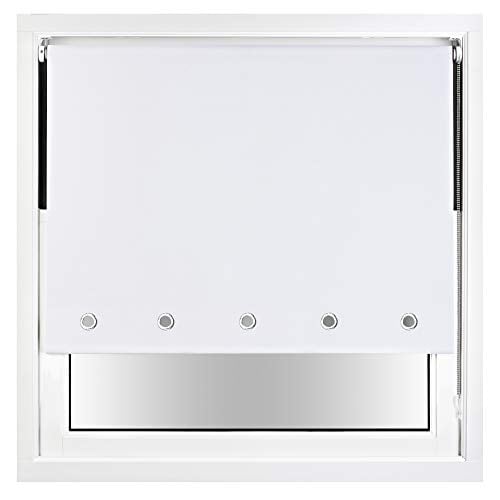 FURNISHED Blackout Roller Blind with Round Eyelets & Metal Fittings White White (W) 210cm x (L) 210cm