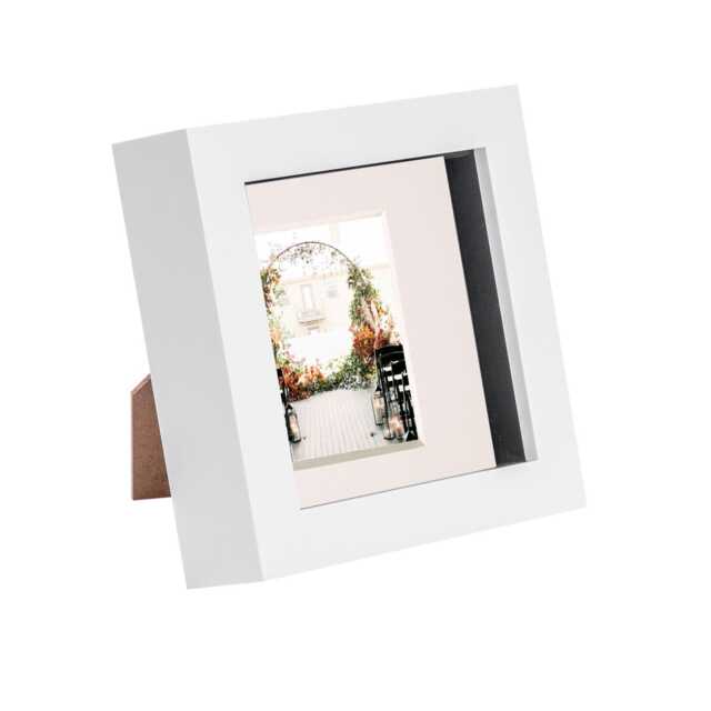 "Nicola Spring 4 x 4"" Photo Frame - White/Ivory Mount - 3D Photo Frame Picture Frame Box Portrait Display Case (12.5 x 12.5cm)"