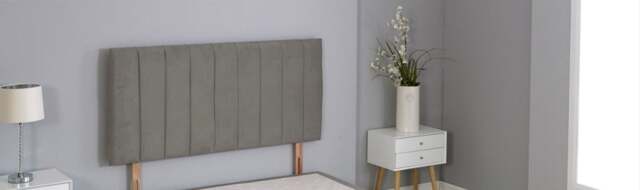 "Grey Plush Velvet 9 Panel Headboard Grey 3FT Single 20""inch Headboard"