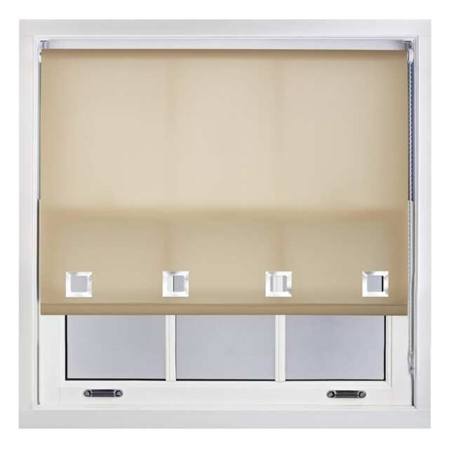 FURNISHED Daylight Roller Blinds with Large Eyelets Cut to Size Sheer Fabric Brown Cappuccino (W) 180cm x (L) 165cm