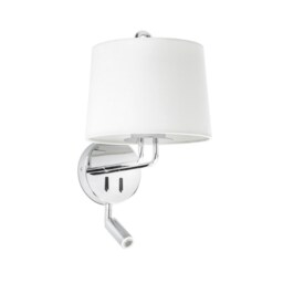 Montreal Chrome, White Shade Wall Lamp With Reading Light