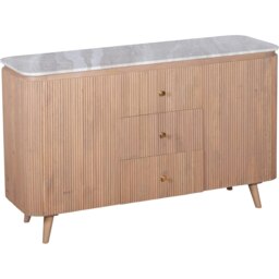 Bundi Natural Marble & Wood Extra Large Sideboard Brown