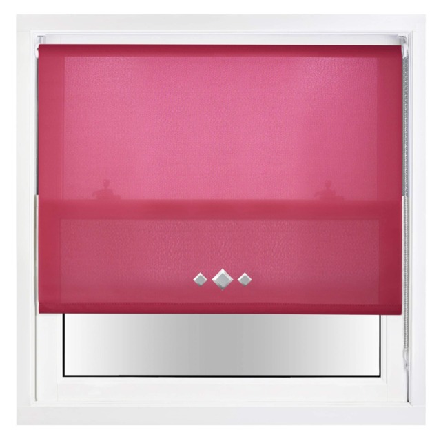 FURNISHED Daylight Trimmable Roller Blinds with Triple Diamond Eyelets and Metal Fittings Pink Fuchsia (W) 185cm x (L) 210cm