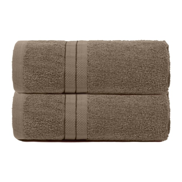 OHS 2 x Soft Luxury 100% Cotton 500GSM Bathroom Hand Towels, 50x80cm - Mocha