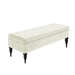 Sierra Plain 150cm Ottoman Storage Bench - Plush Velvet Shoe Bench - Cream Upholstery Footstool with Storage
