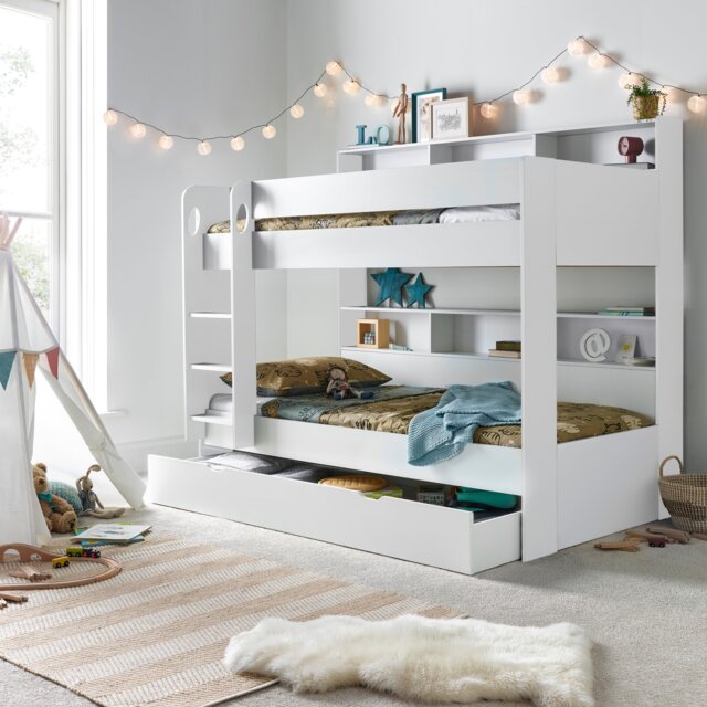 Oliver White Storage Bunk Bed And Clay Orthopaedic Mattresses