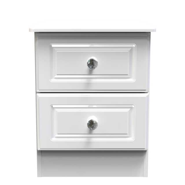 Stratford 2 Drawer Compact Bedside Cabinet in White Gloss & White Matt (Ready Assembled) White White Gloss & White Matt