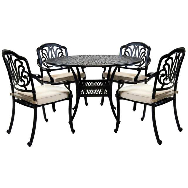 Charles Bentley Premium Furniture Cast Aluminium 4 Seater Outdoor Dining Set
