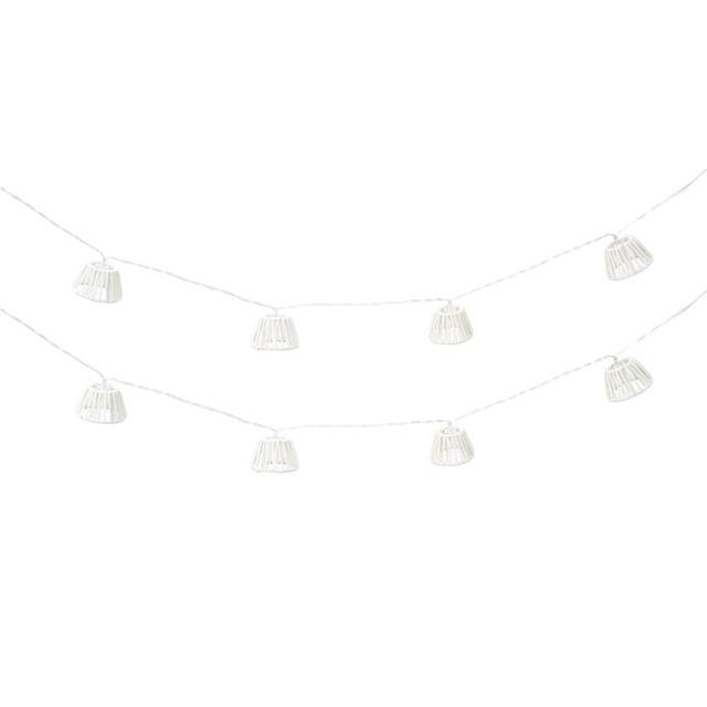 ValueLights 10 Battery Operated Outdoor White Rope Wicker Basket Garden String Lights White