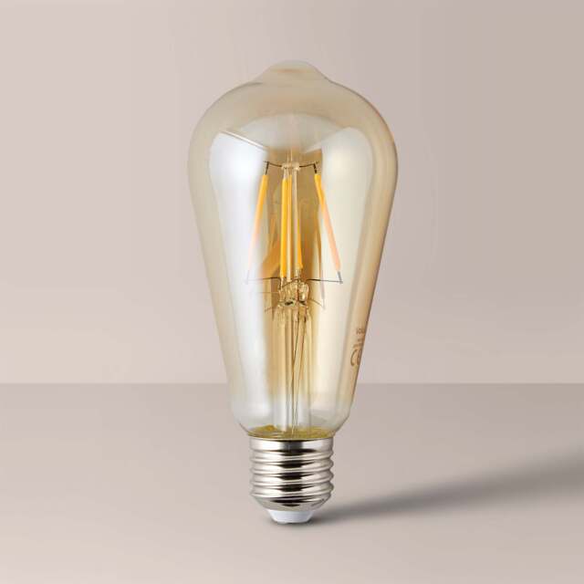 ValueLights E27 Pack of 3 4W Amber Filament Pear Shaped Warm White Bulbs