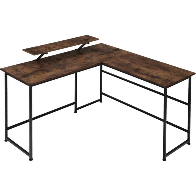 Desk Melrose - corner desk with a movable monitor stand Brown Industrial wood dark, rustic 140 x 130 x 76,50 cm 1