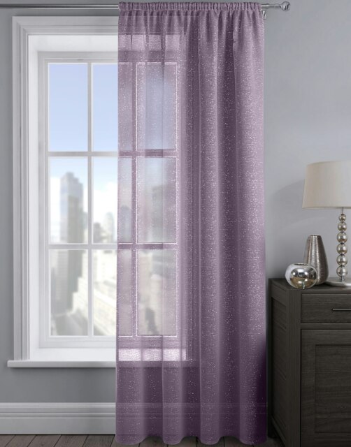 Velosso Alessandria Sparkle Slot Top Voile Panel - 137cm x 137cm Purple Mauve
