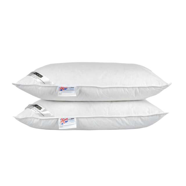 "Homescapes White Duck Feather and Down Pillow Pair White 48cm x 74cm (19"" x 29"")"