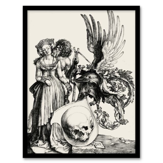 "Coat of Arms with a Skull Albrecht Durer Framed Wall Art Print 12X16"""