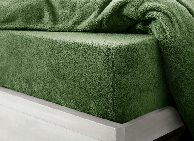 Velosso Teddy Fleece Warm and Cosy Fitted Sheet Green Olive King