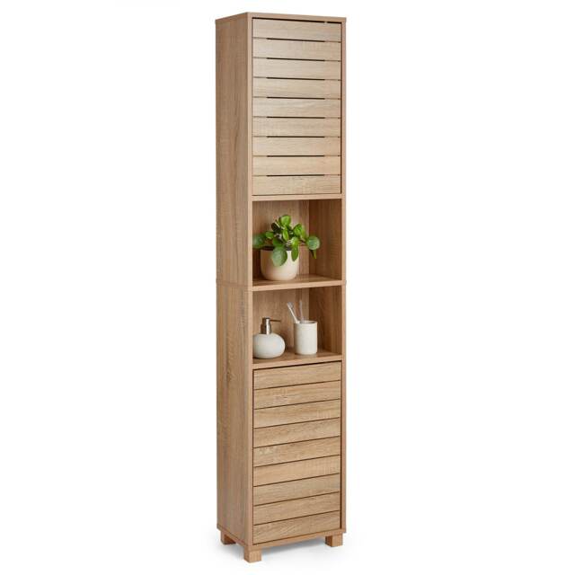 VonHaus Chester Tall Bathroom Cabinet in Oak Effect