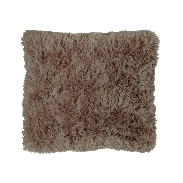 Catherine Lansfield Cuddly Deep Pile Faux Fur Cushion Brown Natural 45x45cm