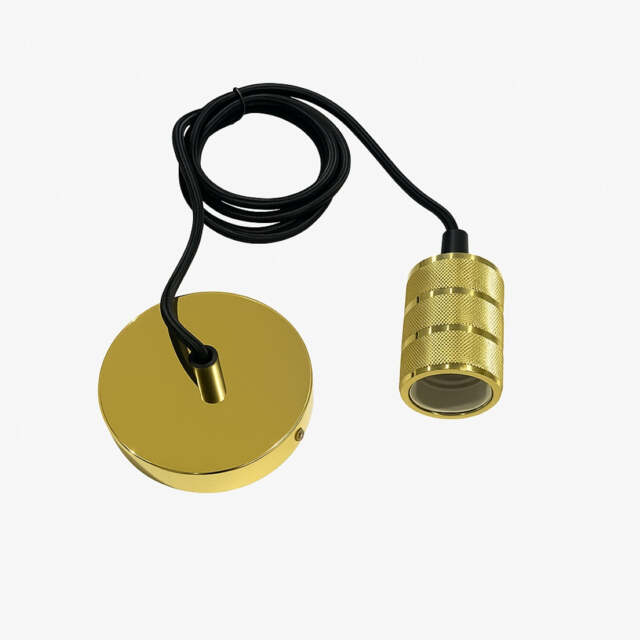 CGC Sydney II Gold Knurled Two-Band 1.5m Adjustable E27 Ceiling Pendant with Matching Ceiling Rose Gold Gold Ceiling rose diameter: 10 cm, depth: 2 cm, Pendant: diameter 4.5 cm, height 7.5 cm, Total height 1.5m adjustable