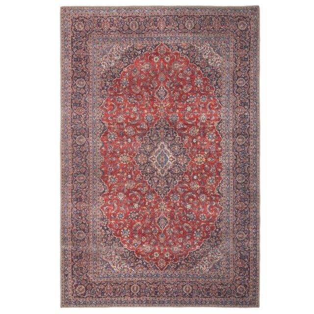 KUKOON Red Navy Blue Persian Style Non Slip Washable Low Pile Rug 120cm x 170cm Red