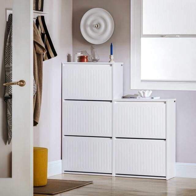 SoBuy 3 Flip-Drawer Shoe Cabinet, White, 24.0x10.2x47.2 inches, 24.6 kg - FSR165-H-W