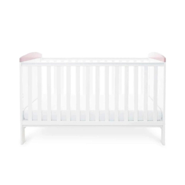 Ickle Bubba Coleby Style Cot Bed Elephant Love Pink - Fibre Mattress