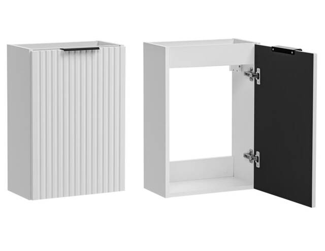 Cloakroom Vanity Unit Small Sink Wall Cabinet Slimline White Ribbed 400mm Adel