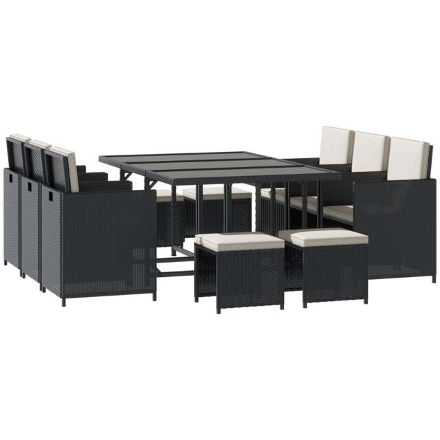 Outsunny 11pc Patio Furniture Rattan Dining Set Garden Wicker Table