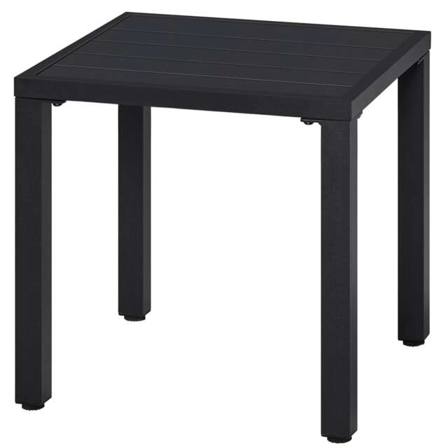 Yaheetech 45 cm Outdoor Small Metal Square Side Table-Black Black Black 45 cm L × 45 cm W × 45.5 cm H 1