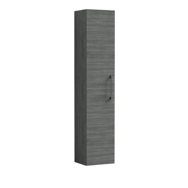 Balterley Level Modern Bathroom 1 Soft Close Door Wall Hung Tall Storage Grey Grey Woodgrain