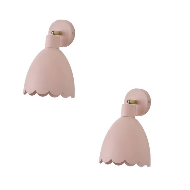 ValueLights Millie Pair Pink Scallop Adjustable Wall Lights and Bulbs