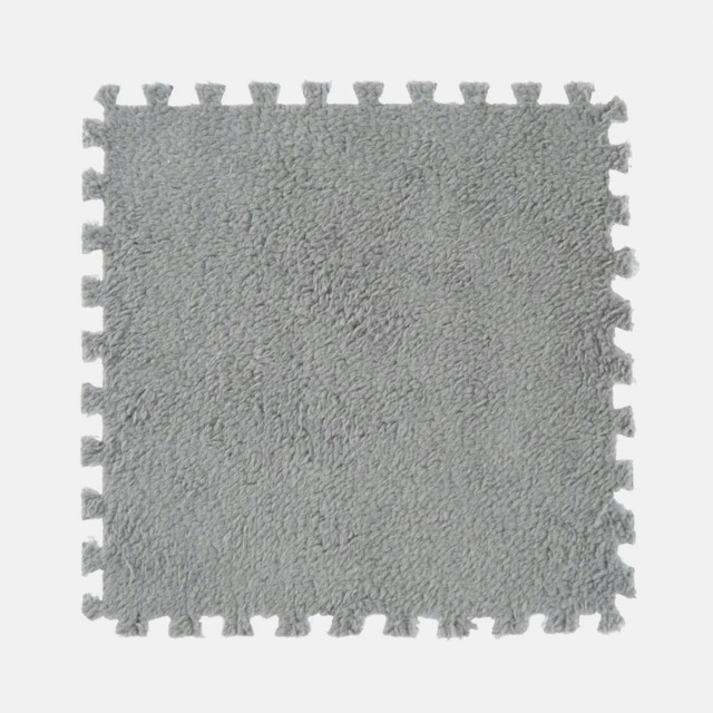 OHS 36 Pack Teddy Fleece Interlocking Flooring Carpet Rug Tiles, 30x30cm - Grey