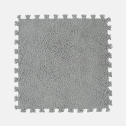 OHS 36 Pack Teddy Fleece Interlocking Flooring Carpet Rug Tiles, 30x30cm - Grey