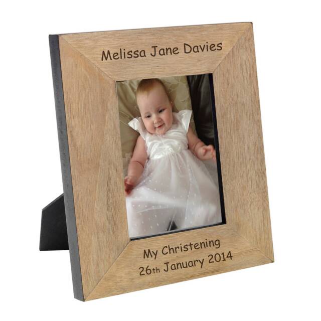 Personalised Childs Name Wood Picture Frame 7 x 5 Christening Gift