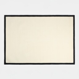 OHS Contrast Border Non Slip Tufted Hallway Runner Rug Floor Carpet Cream Cream/Black 80 x 150cm