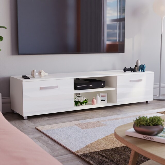 Vida Designs Cosmo 2 Door TV Unit Entertainment Stand, 160cm, White White 1