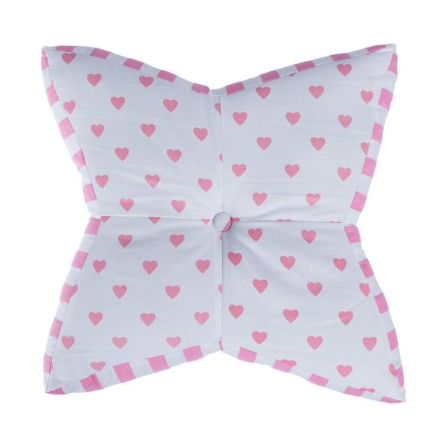 Homescapes Pink Hearts Star Floor Cushion Pink Pink & White 48 x 70 cm