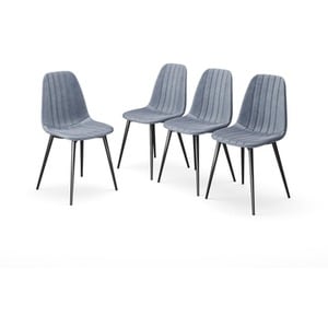 URBNLIVING Carlo Velvet Dining Chairs With Padded Seat Blue Jeans Not provided 4